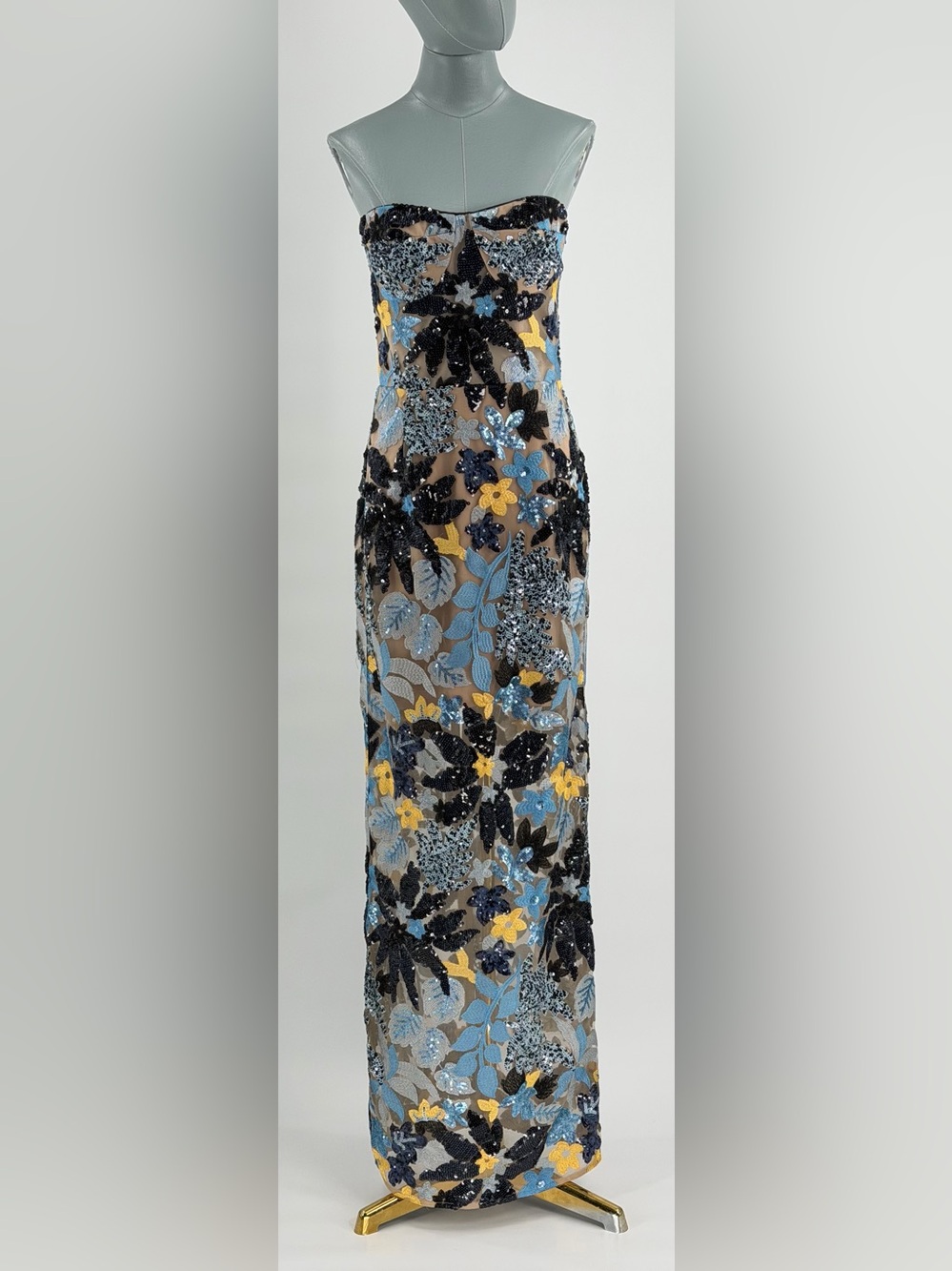 🆕 BRONX & BANCO 🧿 NWOT Dahlia Sequin Maxi Dress, Blue Yellow Multi- Sz XL US10 - Picture 3 of 15